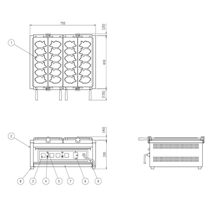 楽天市場】たい焼き器 電気 幅755×奥行610×高さ330mm 電気たい焼き器 