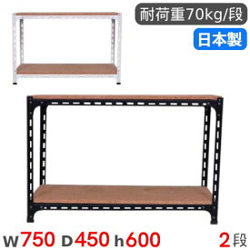 【P5倍5/25 13-15時&最大1万円クーポン5/23~27】 スチールラック 幅75×奥行45×高さ60cm 2段 70kg/段 アングル棚 物品棚 オープンラック スチール棚 軽量ラック 収納棚 本棚 棚 オフィス 国産 ANGLE-754560-2