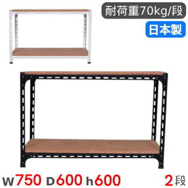 【P5倍5/25 13-15時&最大1万円クーポン5/23~27】 スチールラック 幅75×奥行60×高さ60cm 2段 70kg/段 アングル棚 物品棚 オープンラック スチール棚 軽量ラック 収納棚 本棚 棚 オフィス 国産 ANGLE-756060-2