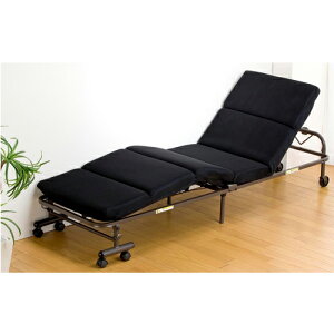 折りたたみベッド 幅60cm リクライニングベッド キャスター付きベッド 簡易ベッド 来客用 医療施設 介護施設 ブラック TSSH-311BK