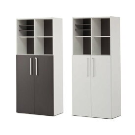 【P5倍11/15 13-15時&最大1万円クーポン11/14-16】 【法人限定】 書庫 2列5段 オープン書庫 両開き書庫 本棚 書類棚 キャビネット シェルフ 木製 ホワイト グレー 壁面収納 書類収納 おしゃれ 保管庫 SHWKS3-25LD