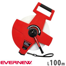 メジャー 100m 巻尺 スピードタフミックリール エバニュー グラスファイバーテープ 幅12mm 表目盛2mm 裏目盛5mm 4倍速巻取 エラストマーグリップ 学校 EKA068