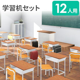 【P5倍4/25 13-15時&最大1万円クーポン4/24~27】 【法人限定】 学習机 セット 12人用 旧JIS規格 フック付き スクールデスク 学校机 勉強机 学生机 学習椅子 スクールチェア チェア 木製 軽量 学校 塾 CLASS1