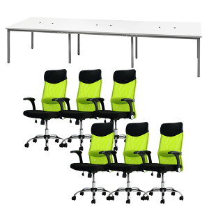 【P5倍10/30 13-15時&最大1万円クーポン10/30】 【法人限定】 フリーアドレスデスク セット 6人用 幅3600mm オフィスチェア ハイバック 可動肘 会議テーブル オフィスデスク ミーティングテーブル G