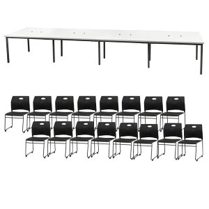 【P5倍10/30 13-15時&最大1万円クーポン10/30】 【法人限定】 フリーアドレスデスク セット 16人用 幅4800mm スタッキングチェア 会議テーブル オフィスデスク ミーティングテーブル オフィス GFA-481