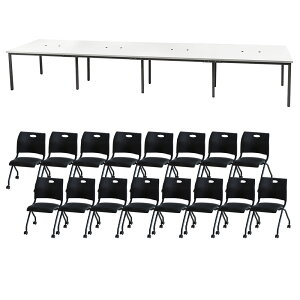 【P5倍10/30 13-15時&最大1万円クーポン10/30】 【法人限定】 フリーアドレスデスク セット 16人用 幅4800mm ネスティングチェア 会議テーブル オフィスデスク ミーティングテーブル オフィス GFA-481