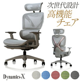 【法人送料無料】 ワークチェア オフィスチェア 疲れにくい デスクチェア メッシュ おしゃれ リクライニング ロッキング ヘッドレスト 椅子 ダイナミクスX DX-1H-GY ルキット オフィス家具 インテリア