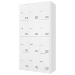 【P5倍10/30 13-15時&最大1万円クーポン10/30】 ロッカー 12人用 3列4段 スチールロッカー ダイヤル錠 かぎ付き 更衣ロッカー スチール製 ホワイト ブラック 会社 収納 シューズロッカー 下駄箱 更