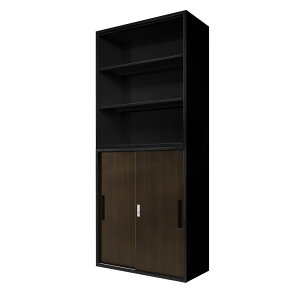 書庫 セット オープン 引戸 鍵付き キャビネット オフィス 収納 スチール書庫 本棚 書棚 A4 ファイル 棚 おしゃれ 木目 幅900×奥行400×高さ1050mm FH-NH-C