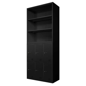 書庫 セット オープン ロッカー 6人用 鍵付き シューズロッカー スチール書庫 本棚 書棚 A4 ファイル 棚 おしゃれ 白 黒 幅900×奥行400×高さ1050mm FHD-N6