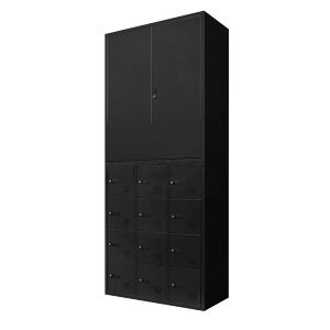 書庫 セット 両開き ロッカー 12人用 鍵付き シューズロッカー スチール書庫 本棚 書棚 A4 ファイル 棚 おしゃれ 白 黒 幅900×奥行400×高さ1050mm FHD-R12