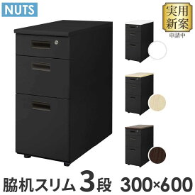 【P5倍11/15 13-15時&最大1万円クーポン11/14-16】 脇机 3段 本体ブラック 無地 スリム 幅300×奥行600mm 袖机 デスクワゴン 幅30cm サイドワゴン サイドキャビネット サイドデスク 鍵付き おしゃれ A4 LD-WD3SB LOOKIT オフィス家具 インテリア