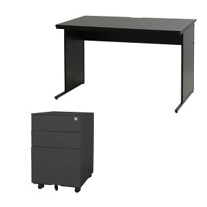 【倉庫受取限定】 オフィスデスク デスクワゴン セット 幅1200×奥行700×高さ700mm ワークデスク パソコンデスク 平机 机 ワゴン 3段 収納 WDH-1270-EFG2-S3-SO
