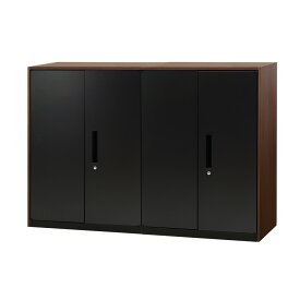 カウンター 2台セット 両開き書庫 3段 ハイカウンター スチール書庫 キャビネット オフィス収納 システム収納庫 A4 ホワイト ブラック 木目 本棚 EA-8040-3R-2CT LOOKIT オフィス家具 インテリア