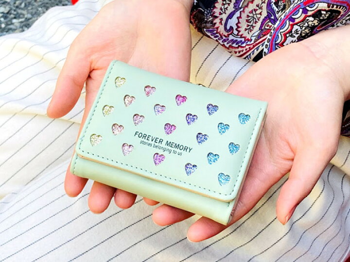 楽天市場 子供 財布 女の子 財布 レディース がま口 三つ折り財布 コンパクト かわいい がまぐち ガマ口 オシャレ 軽い 小さい 折りたたみ 小銭入れ コインケース 通学 プレゼント グリーン 女子高生 おしゃれ ミニ財布 がま口 中学生女子 三つ折り財布 ハート 財布
