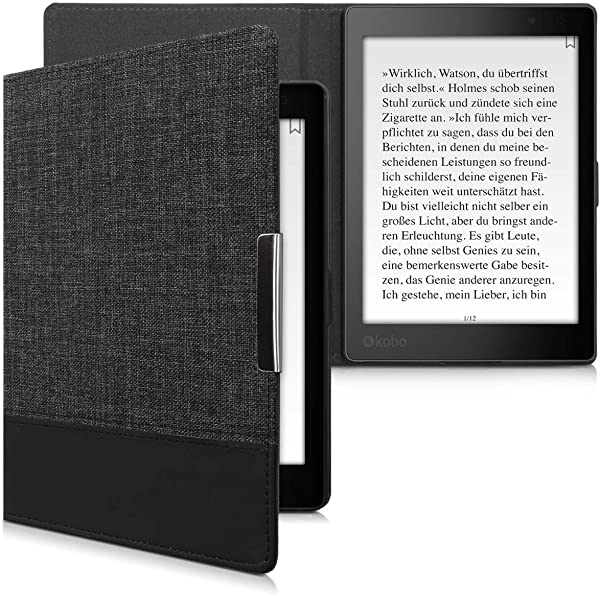 タイプ：灰色 / 黒色 Kobo Aura ONE ケース キャンバス 電子書籍カバ オートスリープ reader 保護ケース