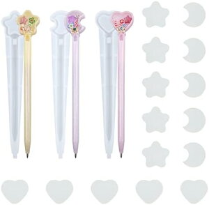 シリコンモールド ペン形 【3個セット】 レジン 型 シリコンモールド 筆 星 月 ハート 流砂のペン UVレジン型 鏡面仕上げ レジンモールド かわいい レジンペン エポキシ樹脂 お手入れが簡単