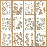 ステンシルシート 【12枚セット】 描画テンプレート 花 蝶 リボン ハート 柄 製図用テンプレート 描画ツ…