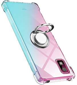 AQUOS wish ケース AQUOS wish2 ケース リング TPU 薄型 軽量 SH-51C SHG06 スマホケース シリコン グラデーション 耐衝撃 指紋防止 車載ホルダー防塵 一体型 人気 携帯カバー (ピンクグリーン) 送料無料