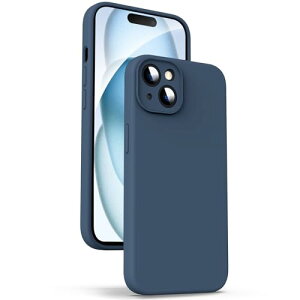 iPhone 15 Plus ケース シリコン 耐衝撃 柔軟 TPU シリコンケース ソフトタッチ レンズ 全面保護 指紋防止 落下防止 滑り防止 軽量 4層保護 アイフォン 15 Plus スマホカバー 6.7インチ ダークブルー