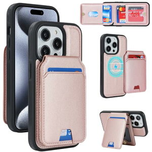 iPhone 15 Pro ケース 手帳型 手帳型ケース 分離型 手帳型ケース MageSafe スマホケース 財布型 カバー MageSafe wallet 両用 2way 内蔵マグネット 横置 耐衝撃 軽量 薄型 ピンク 送料無料