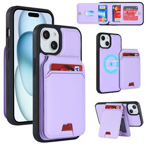 iPhone 15 ケース 手帳型 手帳型ケース 分離型 手帳型ケース MageSafe スマホケース 財布型 カバー MageSafe wallet 両用 2way 内蔵マグネット 横置 耐衝撃 軽量 薄型 パープル 送料無料