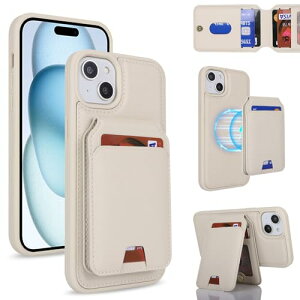 iPhone 15 Plus ケース 手帳型 手帳型ケース 分離型 手帳型ケース MageSafe スマホケース 財布型 カバー MageSafe wallet 両用 2way 内蔵マグネット 横置 耐衝撃 軽量 薄型 ホワイト 送料無料