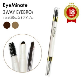 【郵パケット送料無料】アイミネイト 3ウェイアイブロウ EyeMinate 3WAY EYEBROWペンシル パウダー ブラシ 三角芯ペンシル ふんわりナチュラル 2色 コスメ アイブロー 眉毛 ブラウン