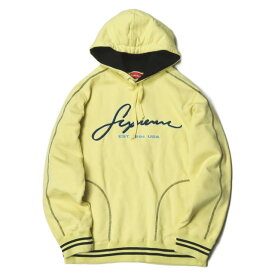 Supreme シュプリーム 19SS Contrast Embroidered Hooded Sweatshirt コントラストロゴ刺繍 スウェットプルオーバーパーカー M Pale Yellow 長袖 ステッチ イエロー トップス【中古】【Supreme】