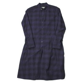 BED J.W. FORD ベッドフォード 日本製 Check Long Shirt チェックロングシャツ 1 パープル 長袖 トップス【中古】【BED J.W. FORD】