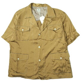 SASQUATCHfabrix. サスクワァッチファブリックス 19SS 日本製 SILK SAFARI SHIRT シルクサファリシャツ 19SS-SY5-002 M GOLD 半袖 開襟 オープンカラー トップス【新古品】【中古】【SASQUATCHfabrix.】