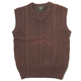 RRL ダブルアールエル CABLE KNIT VEST ケーブルニットベスト M ブラウン セーター Double RL ウール Vネック プルオーバー トップス【中古】【RRL】