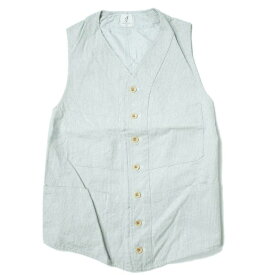 ANATOMICA アナトミカ フランス製 SAGAN VEST - COTTON STRIPE コットンストライプサガンベスト S BLUE ジレ ハンティング トップス【中古】【ANATOMICA】