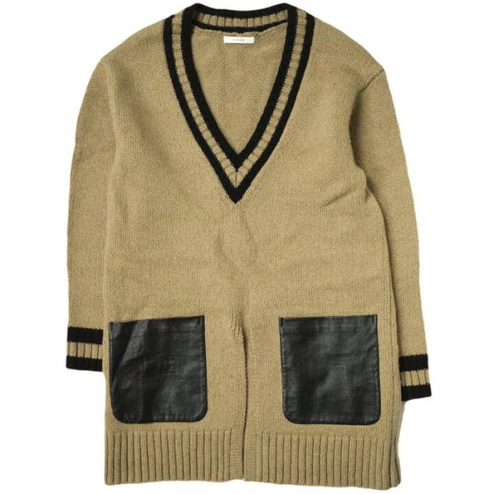 楽天市場】CINOH チノ 18AW V Neck Leather Pocket Knit Vネックレザー 