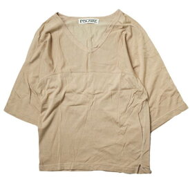 INSCRIRE アンスクリア 21SS 日本製 アメリカンフットボールTシャツ I21SS-CUT11 Free ベージュ Vネック カットソー トップス【中古】【INSCRIRE】