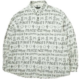 roarguns ロアーガンズ 23SS 日本製 GRAFFITI PRINT SHIRT グラフィックプリントシャツ 23SGS-03 2 WHITE 長袖 roar ロアー HANDDRAWN 落書き トップス【中古】【roarguns】