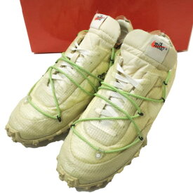 NIKE x OFF-WHITE ナイキ オフホワイト 別注 WMNS WAFFLE RACER ウィメンズ ワッフルレーサー CD8180-100 US12(29cm) WHITE/BLACK-ELECTRO GREEN VIRGIL ABLOH スニーカー シューズ【中古】【NIKE × OFF-WHITE】