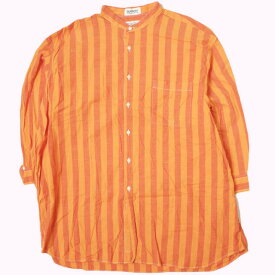 INDIVIDUALIZED SHIRTS x BEAMS BOY インディビジュアライズドシャツ ビームスボーイ 22SS 別注 アメリカ製 BAND SHIRTS バンドカラーストライプシャツ ONE SIZE ORANGE 長袖 ロング トップス【中古】【INDIVIDUALIZED SHIRTS × BEAMS BOY】