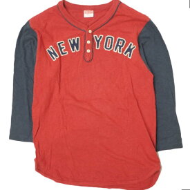 CHESWICK x BEAMS BOY チェスウィック ビームスボーイ 別注 NEW YORK TEE ベースボールTシャツ S RED/NAVY 七分袖 ヘンリーネック トップス【中古】【CHESWICK × BEAMS BOY】