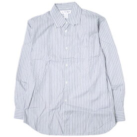 COMME des GARCONS SHIRT コムデギャルソンシャツ フランス製 3連カラー ストライプシャツ FG-B064 M ネイビー 長袖 ギザギザ トップス【中古】【COMME des GARCONS SHIRT】