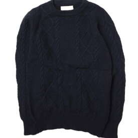 WILLIAM LOCKIE x UNITED ARROWS ウィリアムロッキー ユナイテッドアローズ 別注 スコットランド製 ケーブルクルーネックニット 1113-343-3791 38 ネイビー セーター アラン プルオーバー ウール トップス【中古】【WILLIAM LOCKIE × UNITED ARROWS】