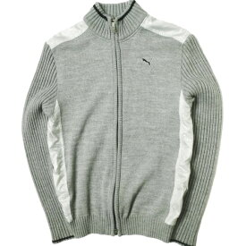 PUMA プーマ GOLF ナイロン切り替え ニットブルゾン 902235 M グレー ゴルフ ジップアップ ジャケット アウター【中古】【PUMA】