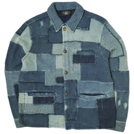 RRL ダブルアールエル パッチワークコットンワークシャツセーター MNRRSWE16820125 XL Indigo Double RL ニット ジャケット 定価259,600円 トップス【新古品】【中古】【RRL】