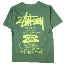 STUSSY ステューシー 23AW OLD PHONE TEE PIGMENT DYED オールドフォン Tシャツ ピグメントダイ S Forest 半袖 トップス【中古】【STUSSY】