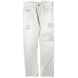 e JEANS イージーンズ 日本製 STRAIGHT 岡山児島 ダメージ＆リペア加工 ストレートデニムパンツ e-805-068 2 majolica gray ボタンフライ ストレッチ ジーンズ 定価38,500円 ボトムス【新古品】【中古】【e JEANS】