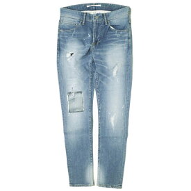 e JEANS イージーンズ 日本製 PAINT STRETCH SLIM 岡山児島 ペイント＆リペア加工 ストレッチスリムデニムパンツ e801-008 0 MID BLUE ジップフライ ジーンズ 定価38,500円 ボトムス【新古品】【中古】【e JEANS】