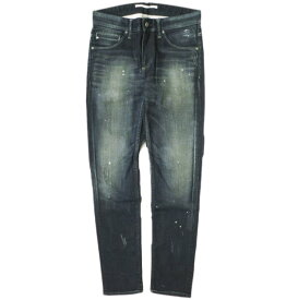 e JEANS イージーンズ 日本製 e-801 SLIM STRETCH 岡山児島 ダメージ＆ペイント加工 スリムストレッチデニムパンツ 173201201 0 DARK BLUE ジップフライ スキニー ジーンズ 定価35,200円 ボトムス【新古品】【中古】【e JEANS】