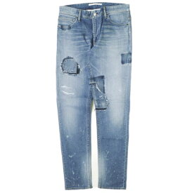 e JEANS イージーンズ 日本製 SLIM 岡山児島 ダメージ＆リペアパッチ ストレッチスリムデニムパンツ 171200901 3 majorelle blue ジップフライ ジーンズ 定価38,500円 ボトムス【新古品】【中古】【e JEANS】