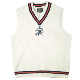 PALACE x BEAMS PLUS パレス ビームスプラス 24AW 別注 CABLE VEST ケーブルベスト 38-05-0048-156 L WHITE セーター チルデンニット Vネック トップス【新古品】【中古】【PALACE × BEAMS PLUS】