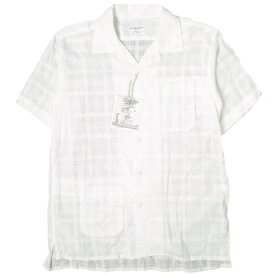 Engineered Garments エンジニアードガーメンツ アメリカ製 Camp Shirt – Window Pane Cotton Dobby キャンプシャツ ウィンドウペンコットンドビー S White 半袖 開襟 オープンカラー チェック トップス【新古品】【中古】【Engineered Garments】